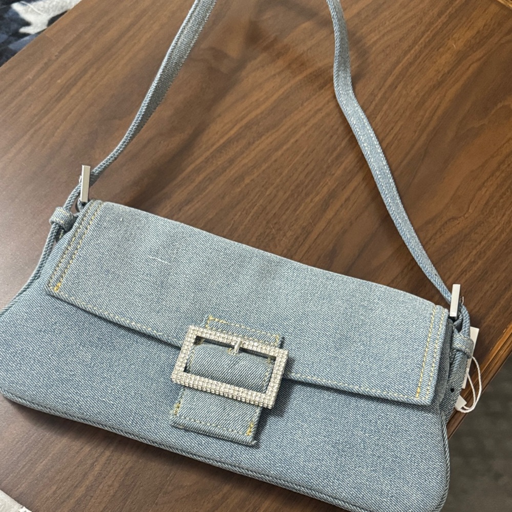 Moda Luxe Light Blue Denim Shoulder Bag